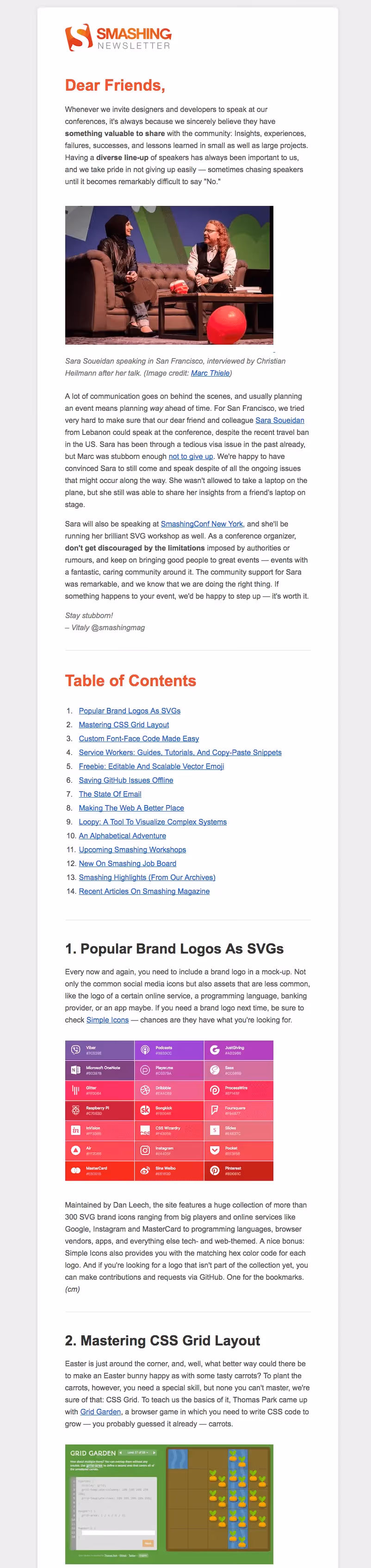 Smashing Magazine newsletter