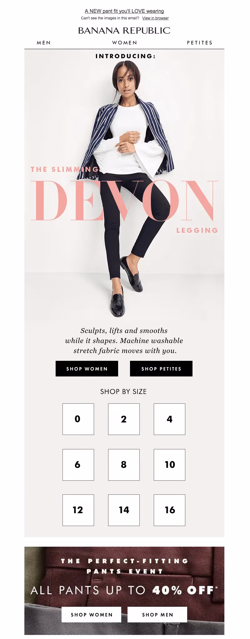 Millennial pink email from Banana Republic