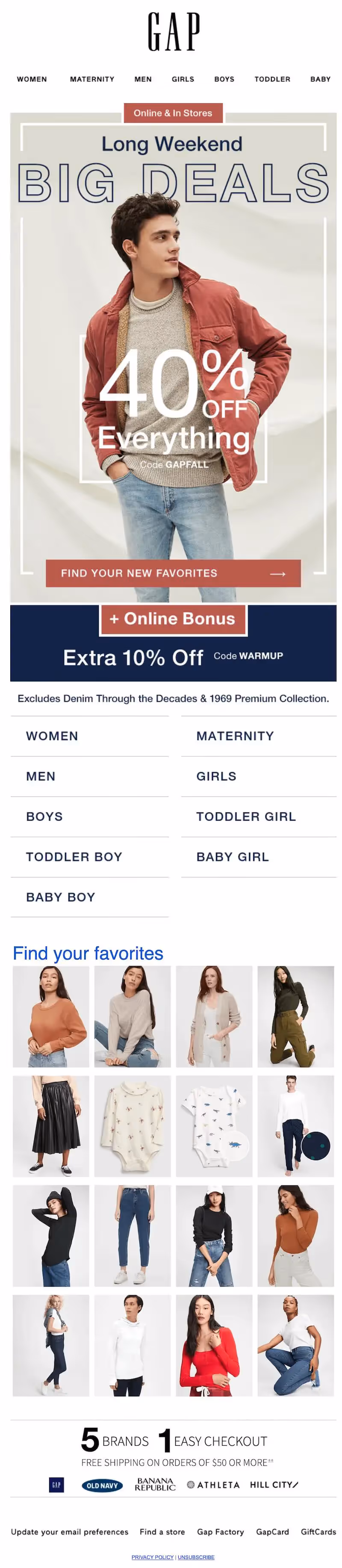 Get to Know Your Customers Day thank you email from GAP