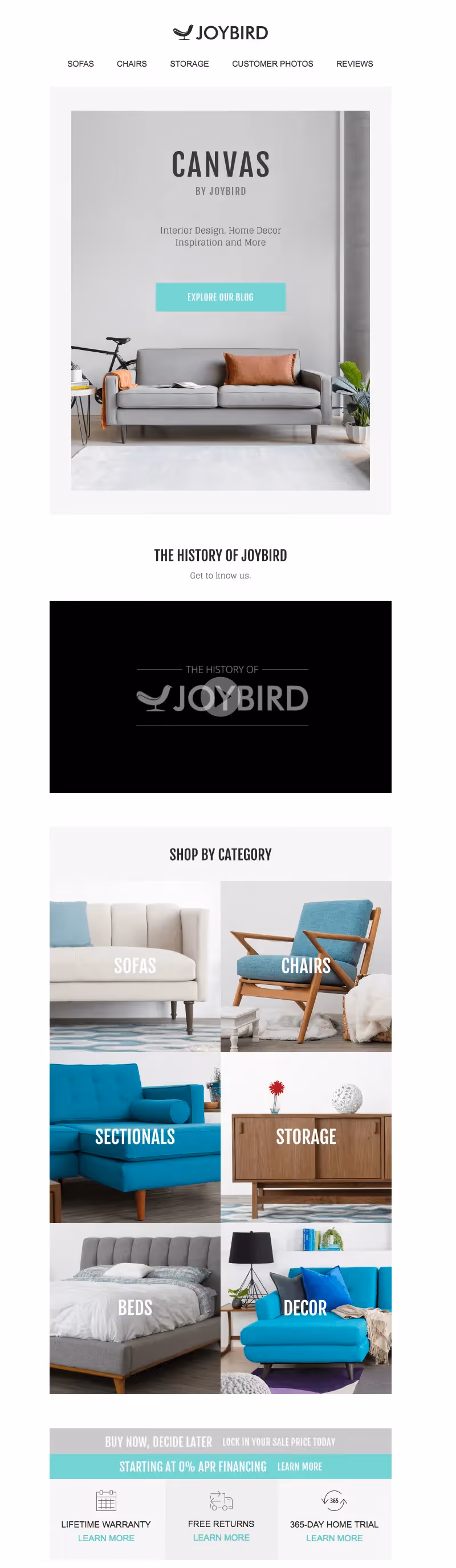 Joybird blog introduction email
