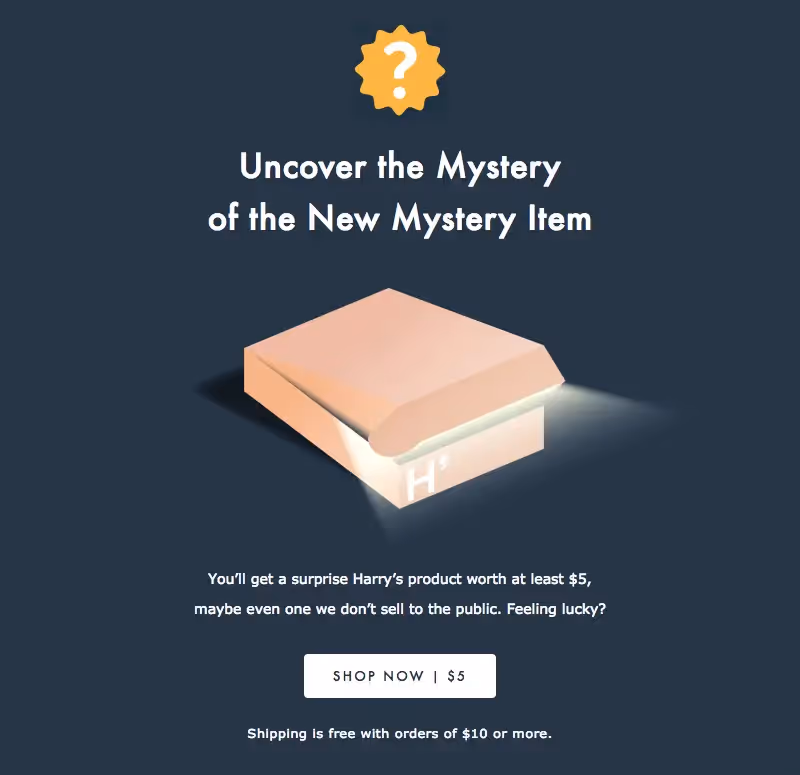 Mystery sale email from Harry's