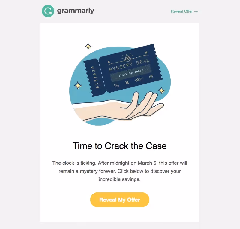 Mystery sale email from Grammarly