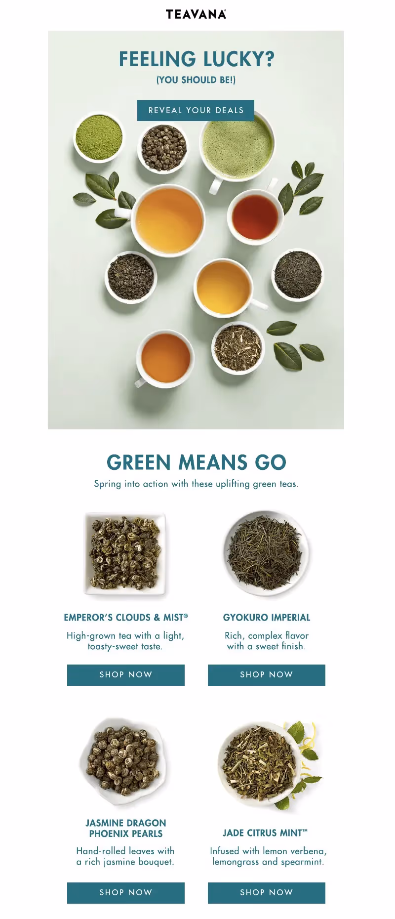 Mystery sale email from Teavana