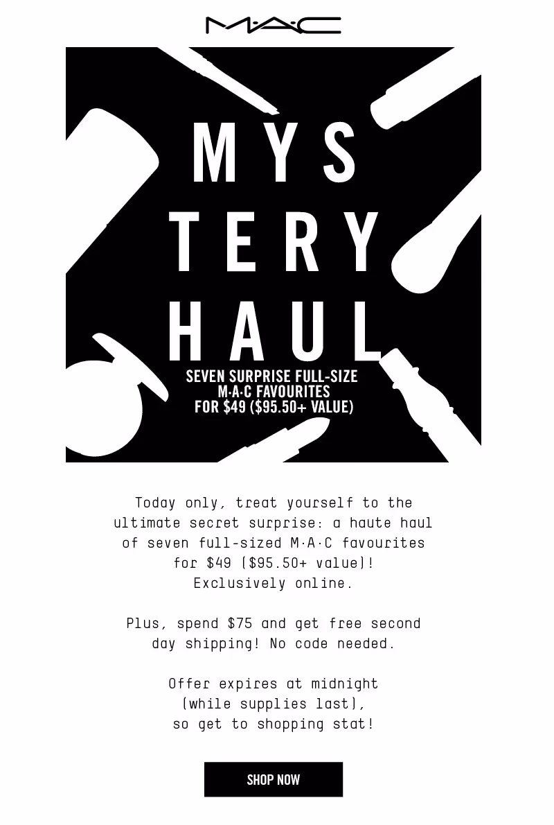 Mystery sale email from MAC