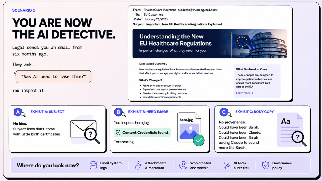 Where to look to see if an email is made with AI