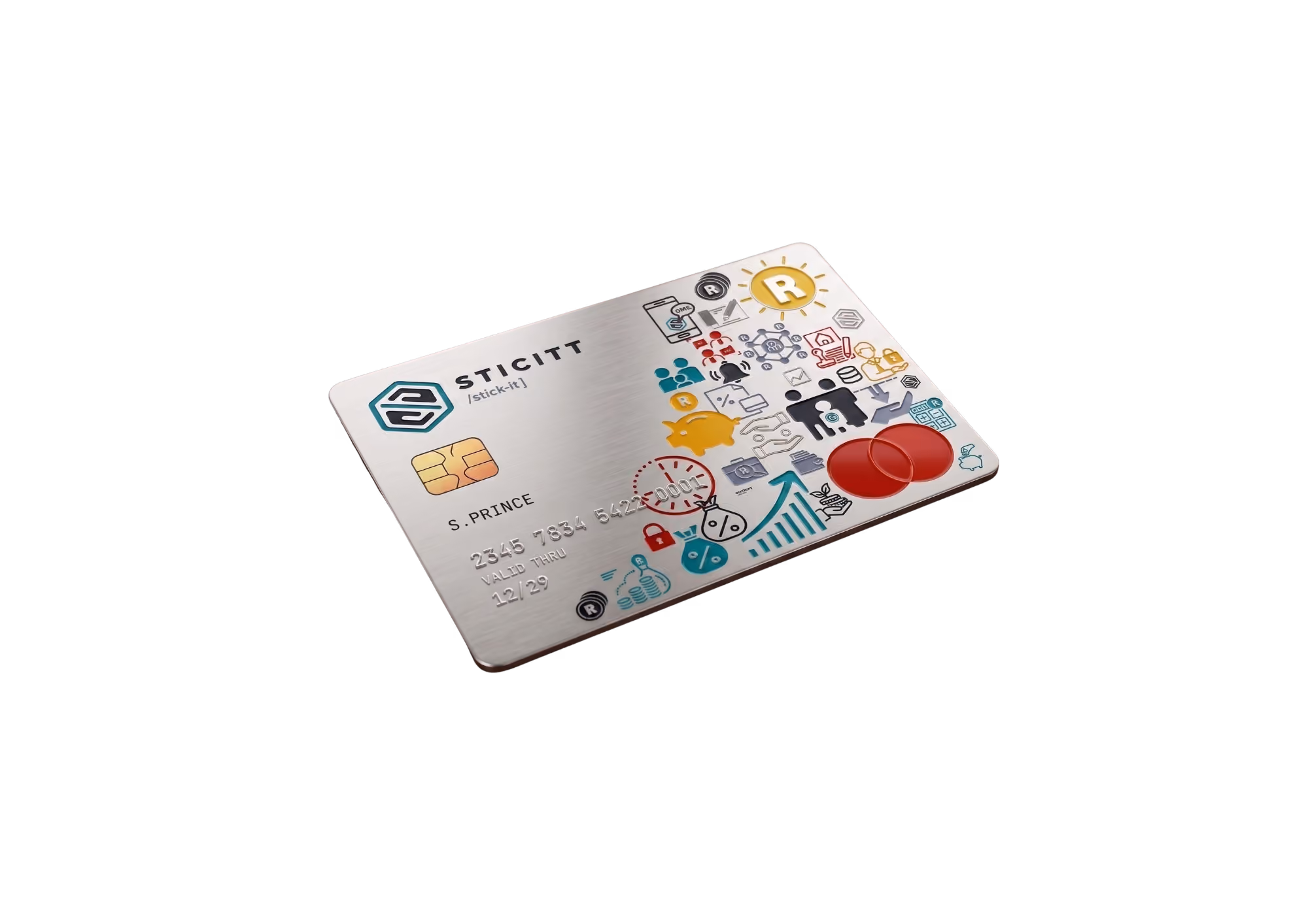 Sticitt Mastercard card for secure cashless spending, designed for everyday purchases, school payments, and digital money management.