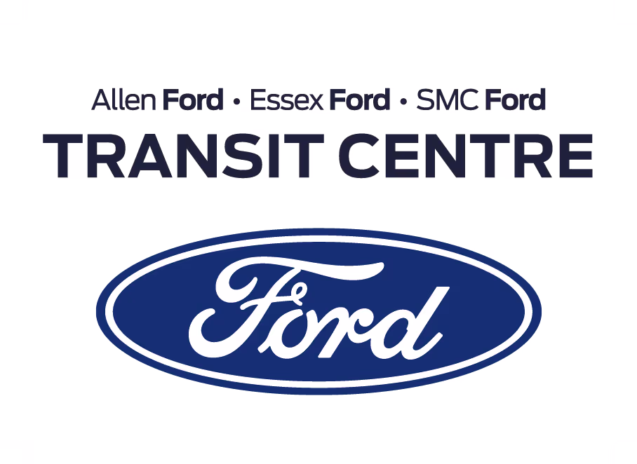 Ford logo with text listing Allen Ford, Essex Ford, and SMC Ford above ‘TRANSIT CENTRE’.