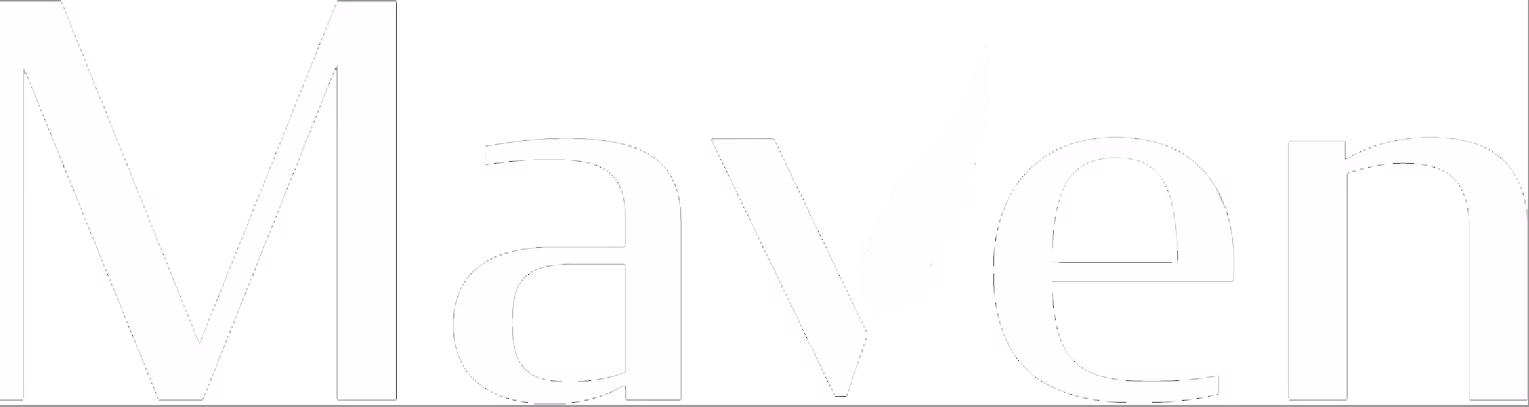 The word 'Maven' in large, thin white letters on a transparent background.