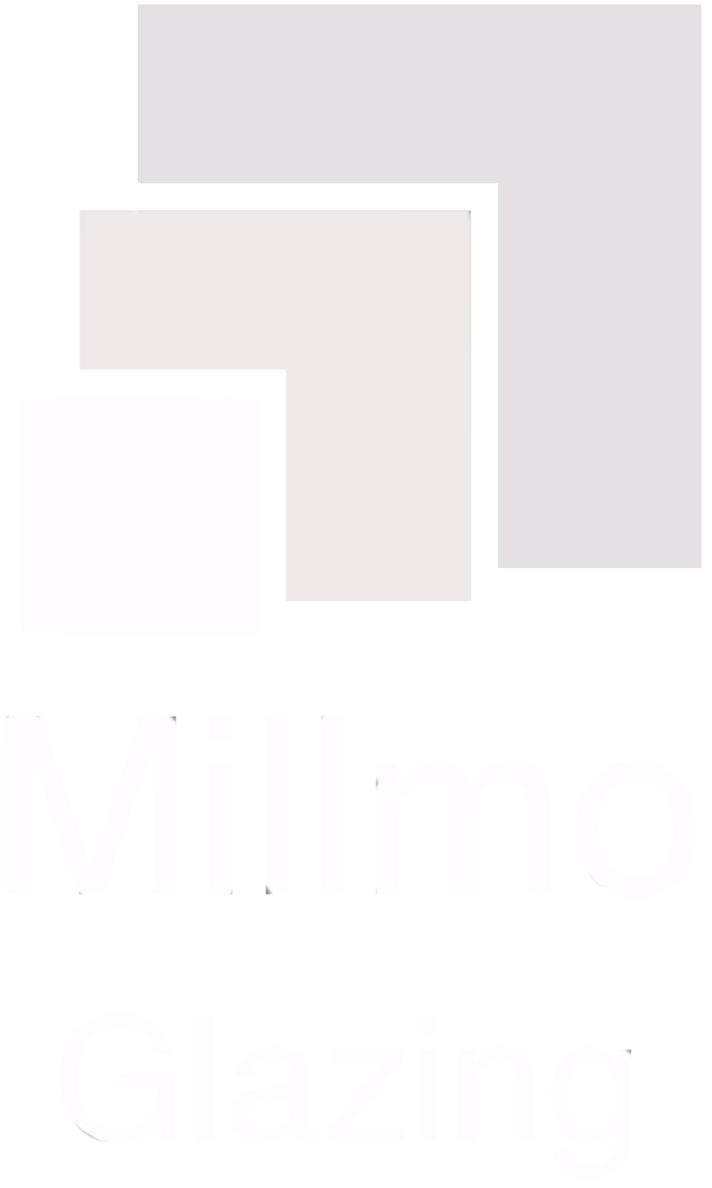 Diagram showing different layers of Millmo glazing, including decorative, vacuum insulated, and security laminated layers.