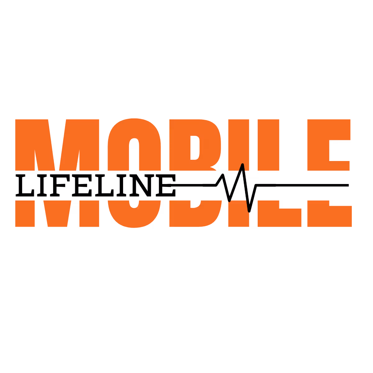 The word 'MOBILE' in bold orange uppercase letters with a mirrored reflection below on a black background.