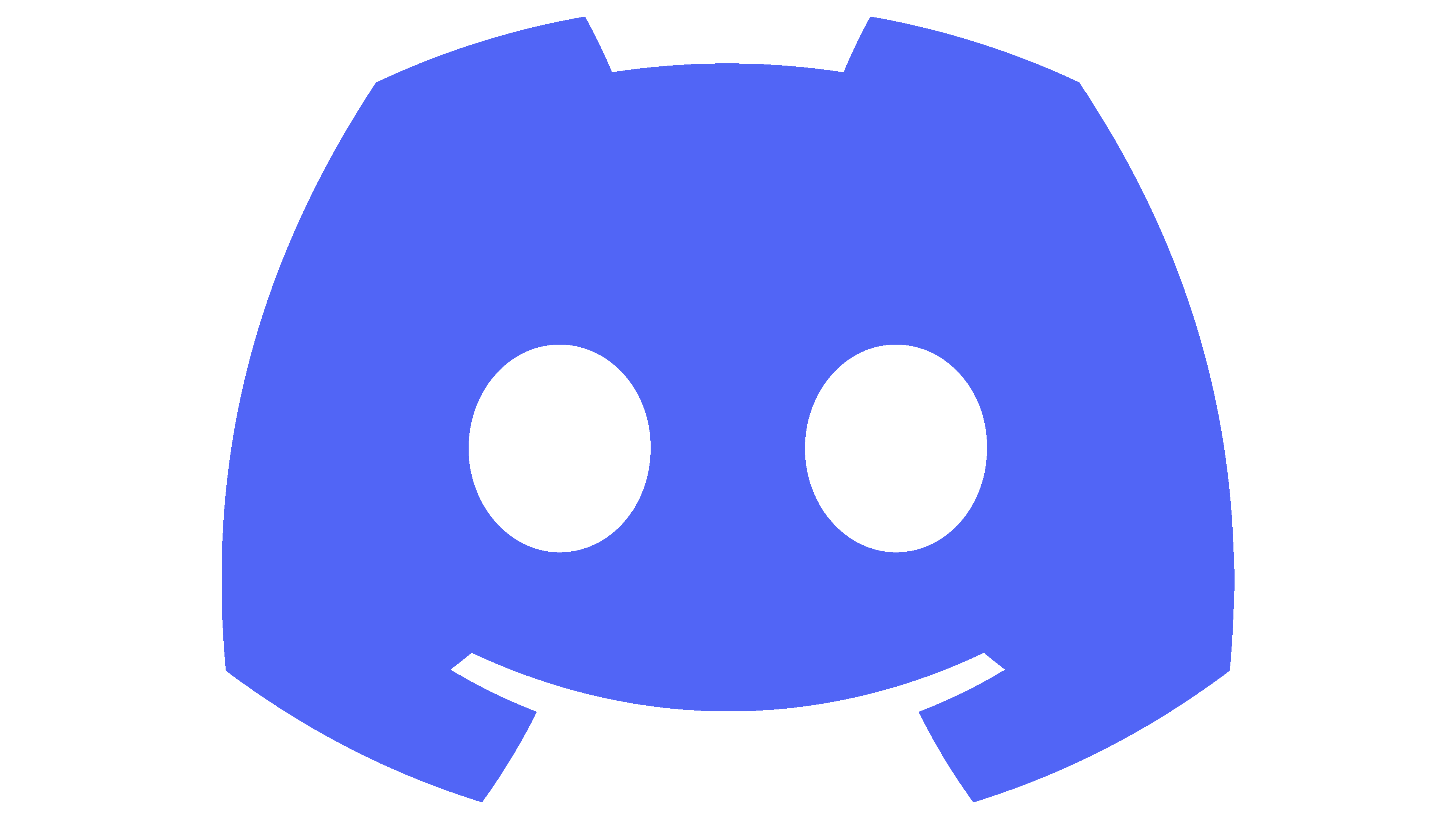 Discord logo featuring a stylized blue game controller with two circular eyes on a transparent background.