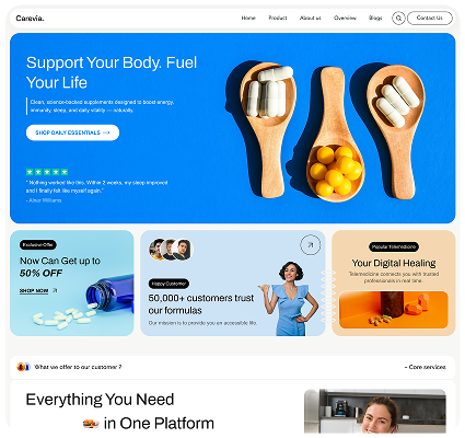 Carevia Website we created by page kinger
