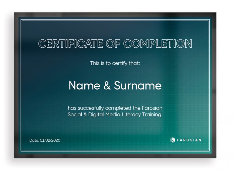 Farosian Social Media Literacy Training Certificate of Completion