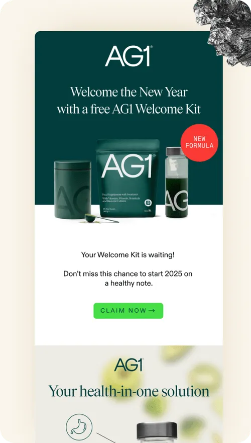 Email design for AG1 Company