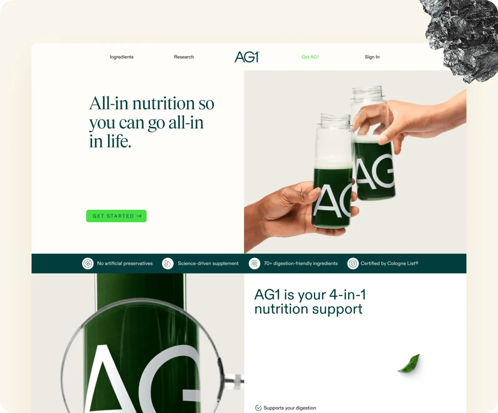 Web design for AG1 Company