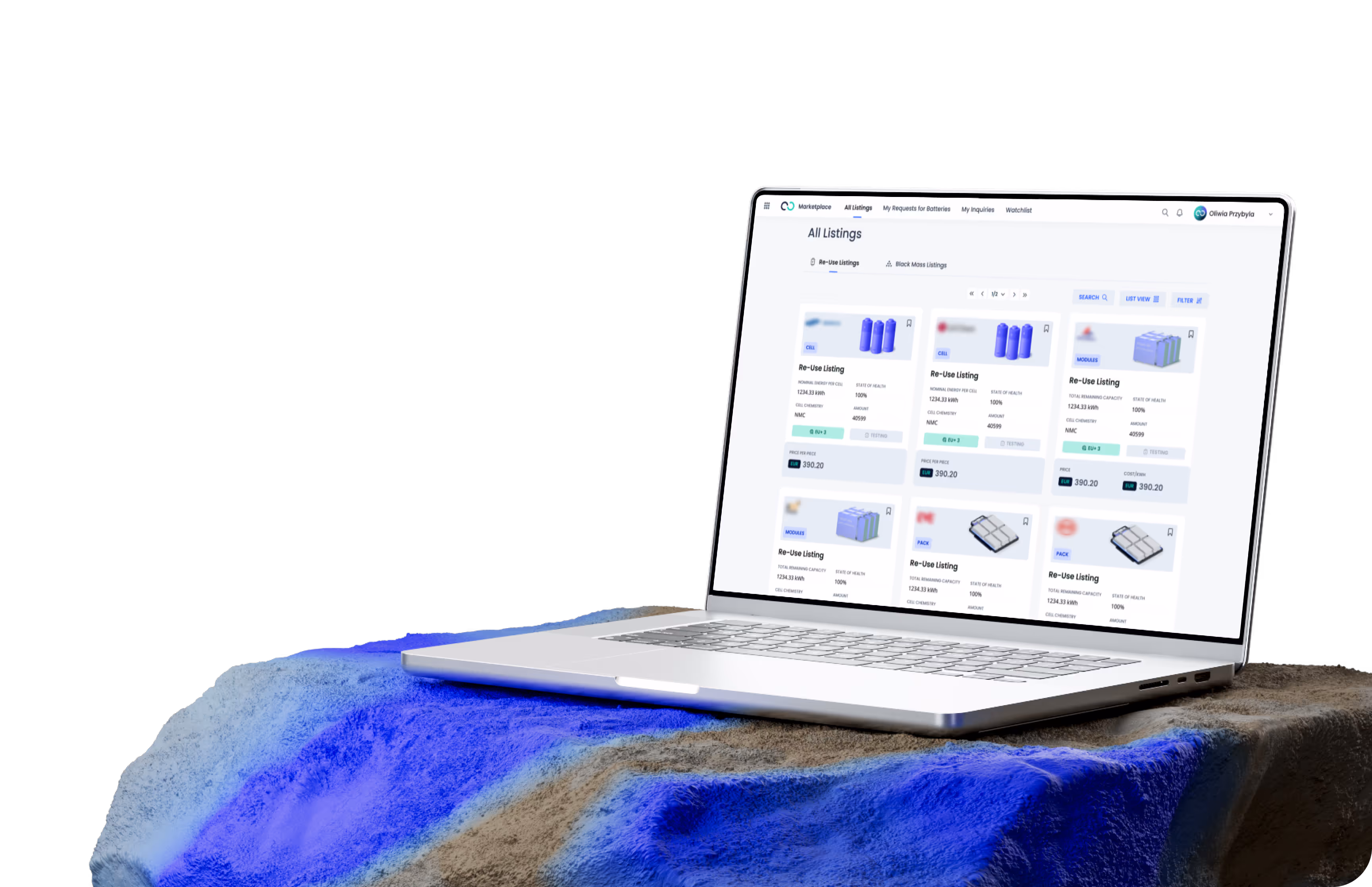 A laptop computer sitting on top of a rock.