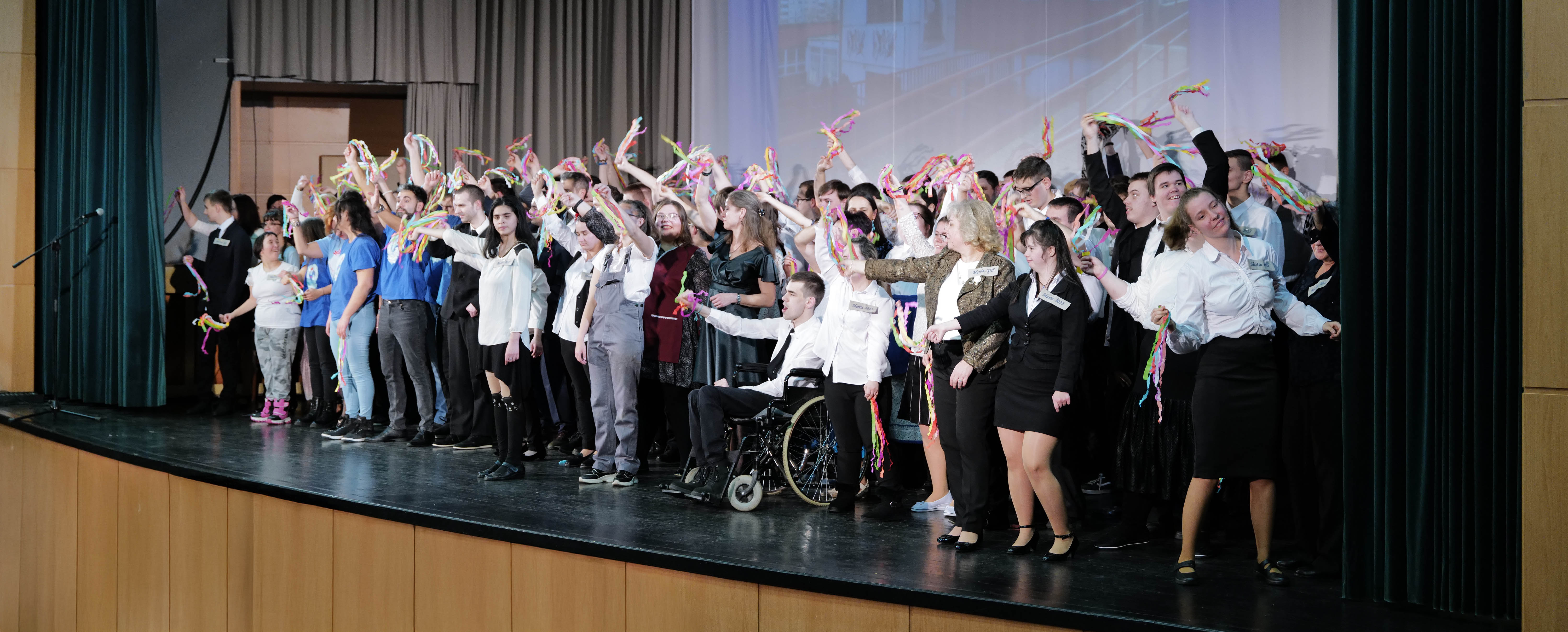 School students on stage