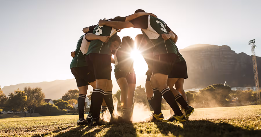 Zonsondergang foto rugby team