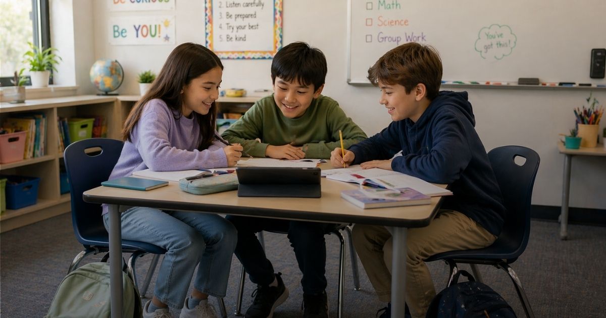 Person sitting alone in an auditorium reading sheet music among rows of empty beige and brown seats.