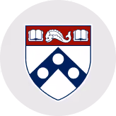 University of Pennsylvania shield emblem with red, white, and blue colors.