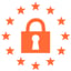orange stars surrounding a lock representing GDPR compliance