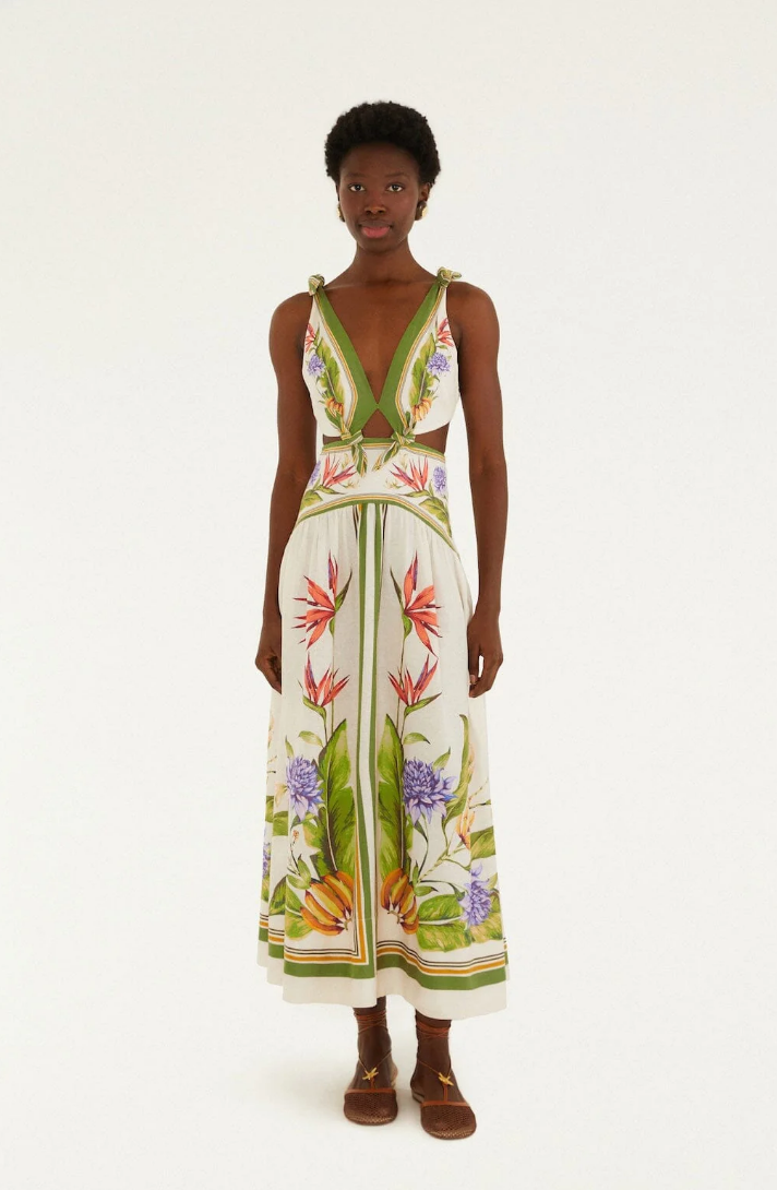FARM Rio — Sand Tropical Scarf Maxi Dress