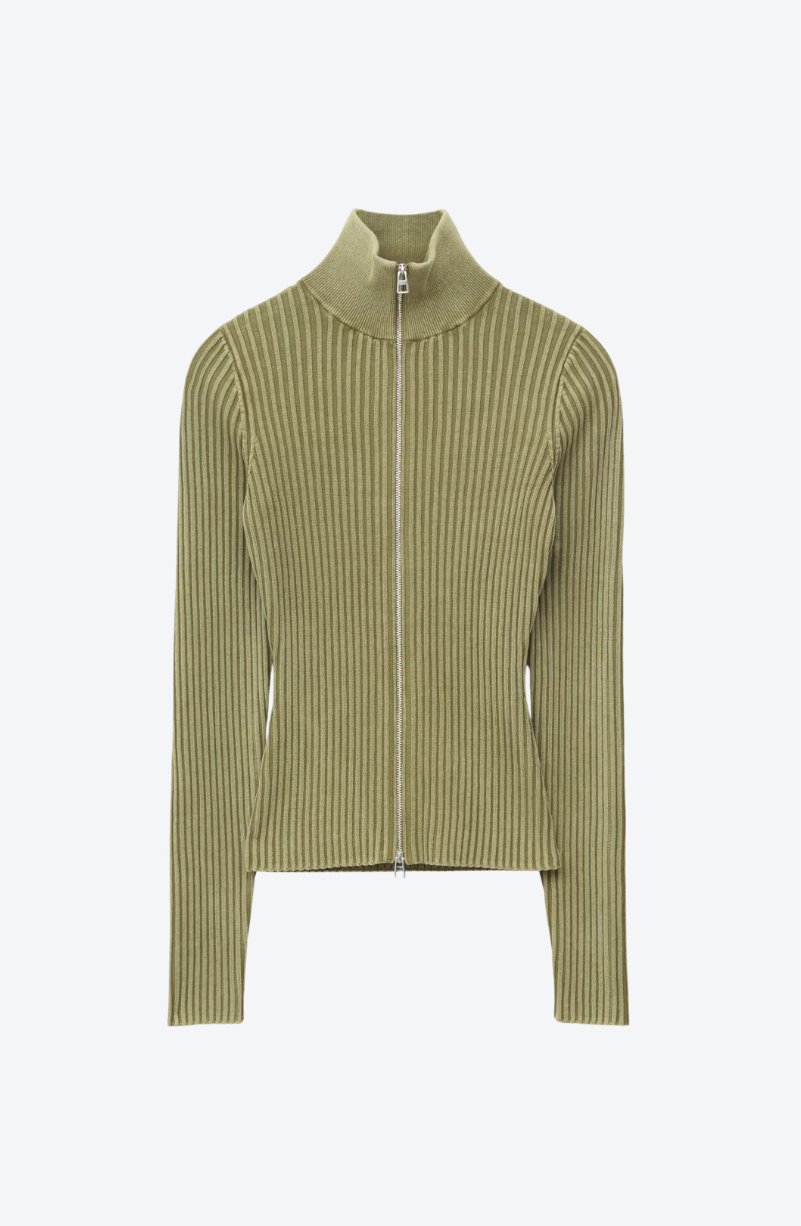 Zip-Up Turtleneck Cardigan
