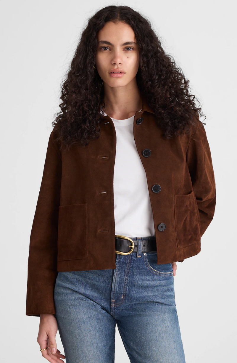 Boxy-Crop Jacket in Suede