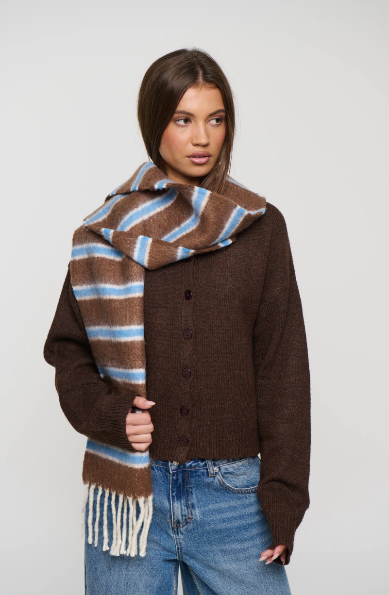 Basil Scarf in Sky/Chocolate