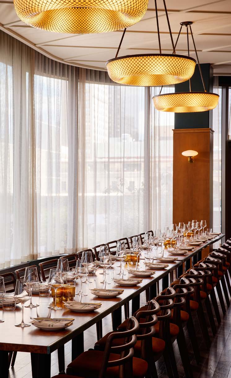 image of an industry conference group dinner (for a ai marketing tech company)