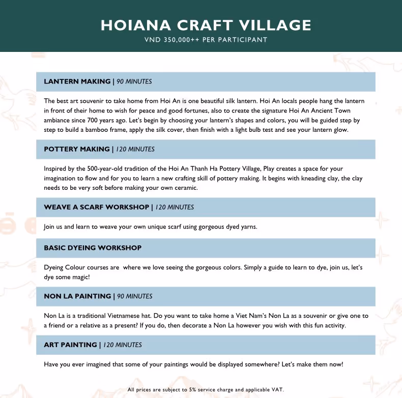 Children learning traditional Vietnamese crafts at Hoiana Craft Village.