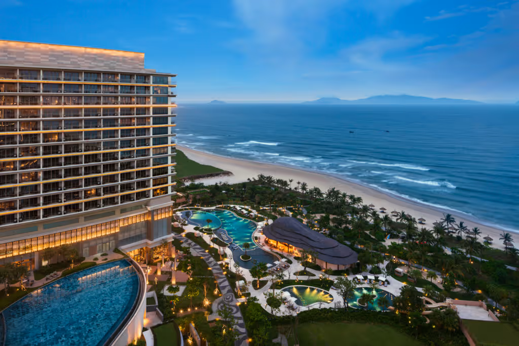 A luxurious resort with high-end amenities and stunning natural views.