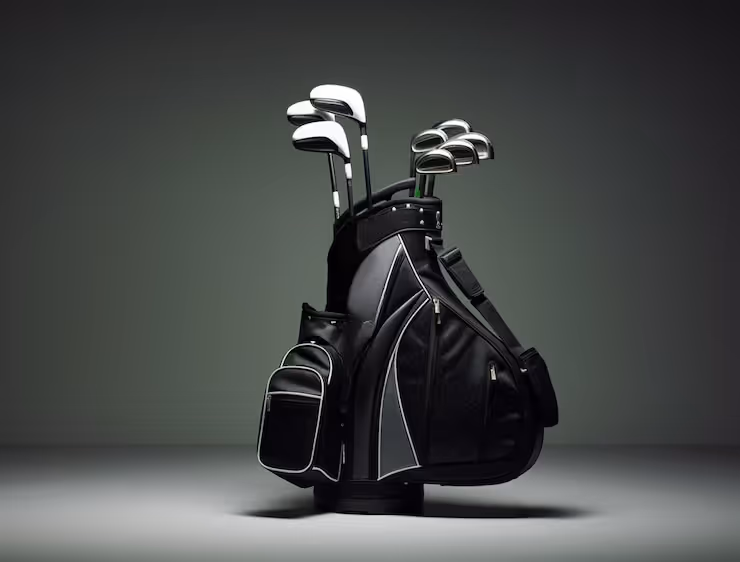 Close up on golf clubs