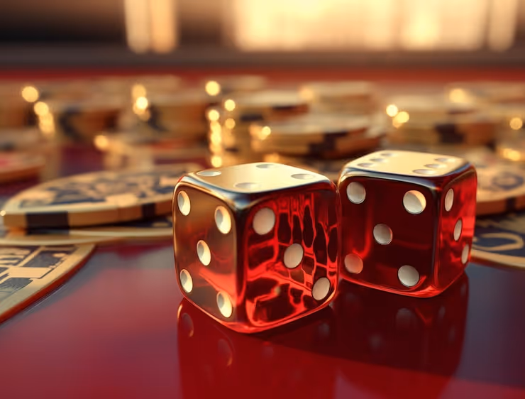View of casino gambling dice