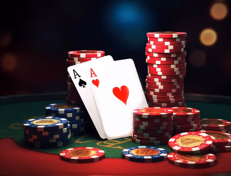 View of casino gambling chips