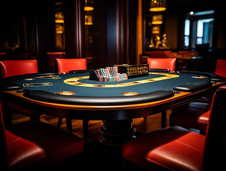 View of poker table at a casino