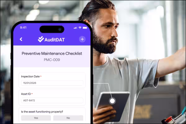 Inspector conducting a preventative maintenance inspection with AuditDAT