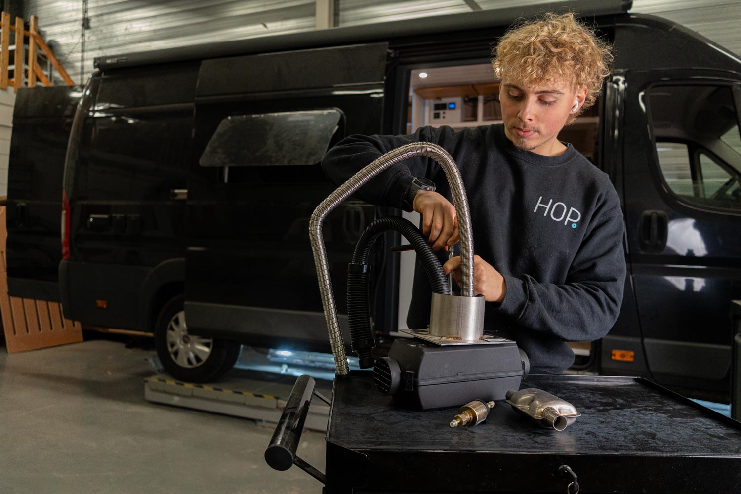 standkachel installatie in een camper