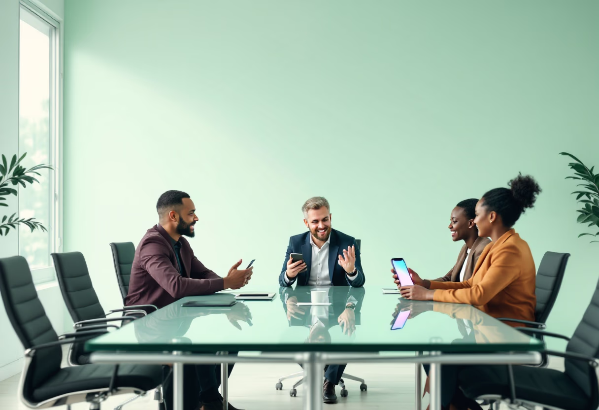 image of team members sitting at a conference room table