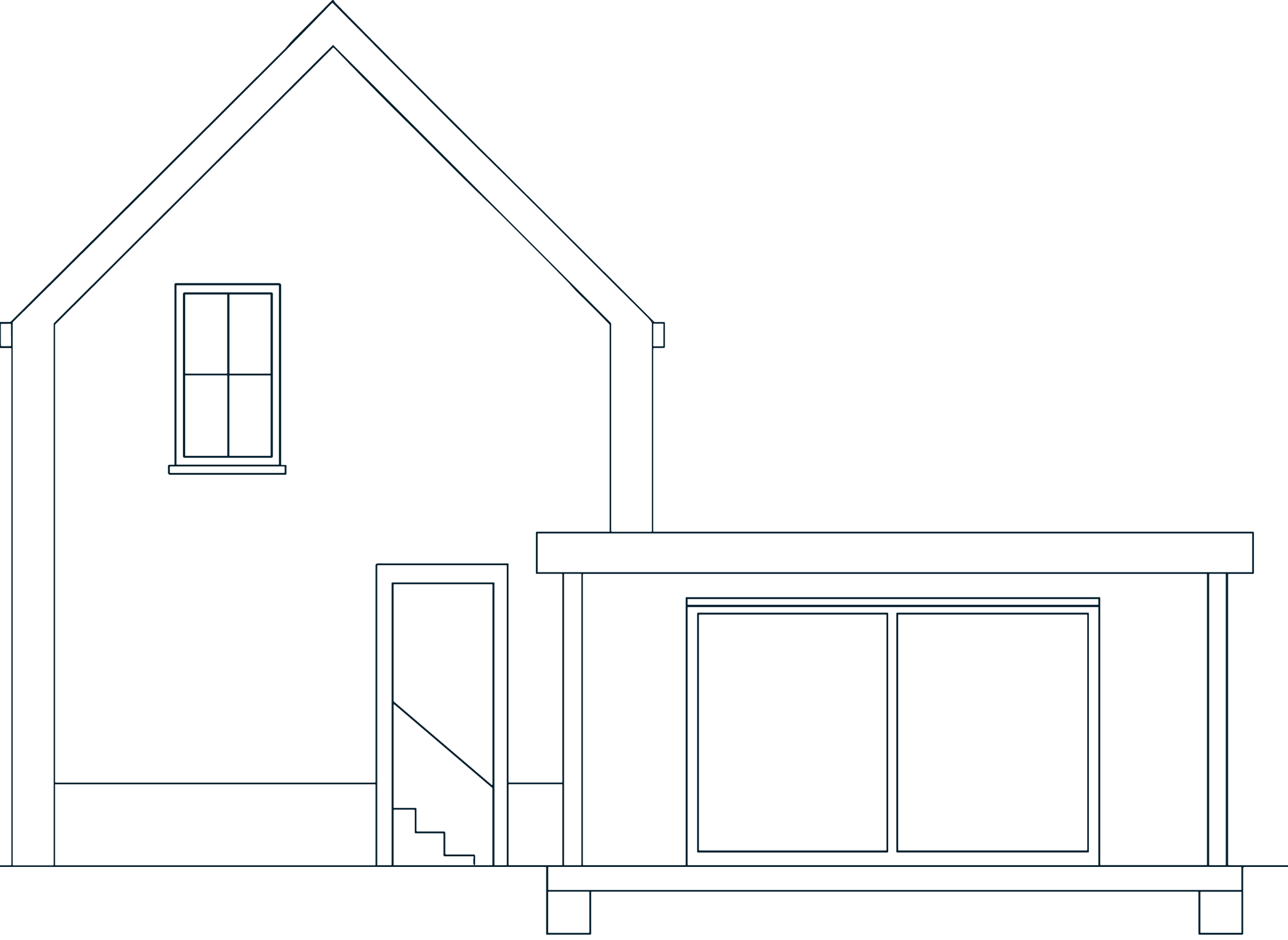 Technische lijntekening van de constructieve opbouw van een woning.