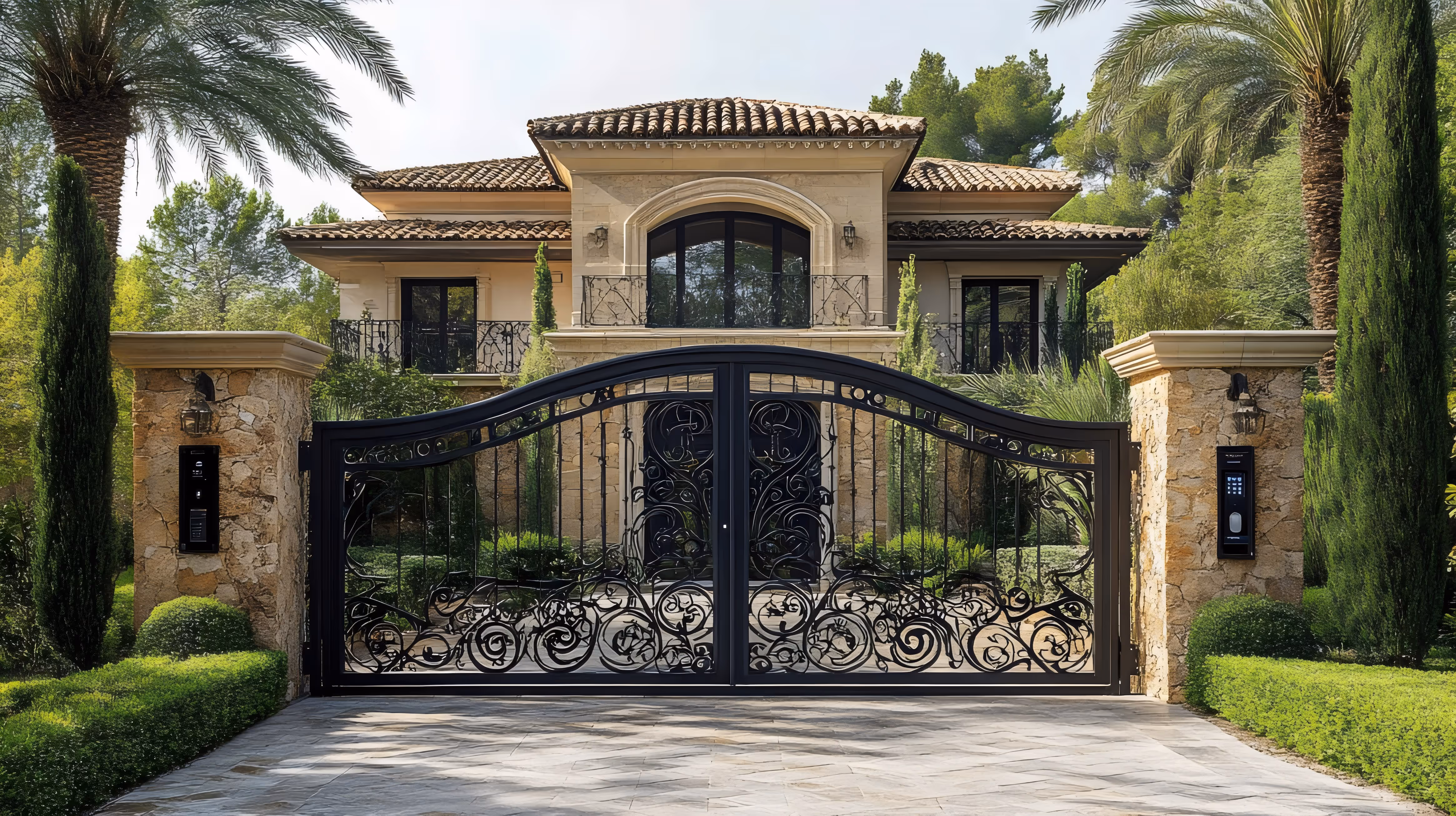 Custom black iron fence at a Florida residence.