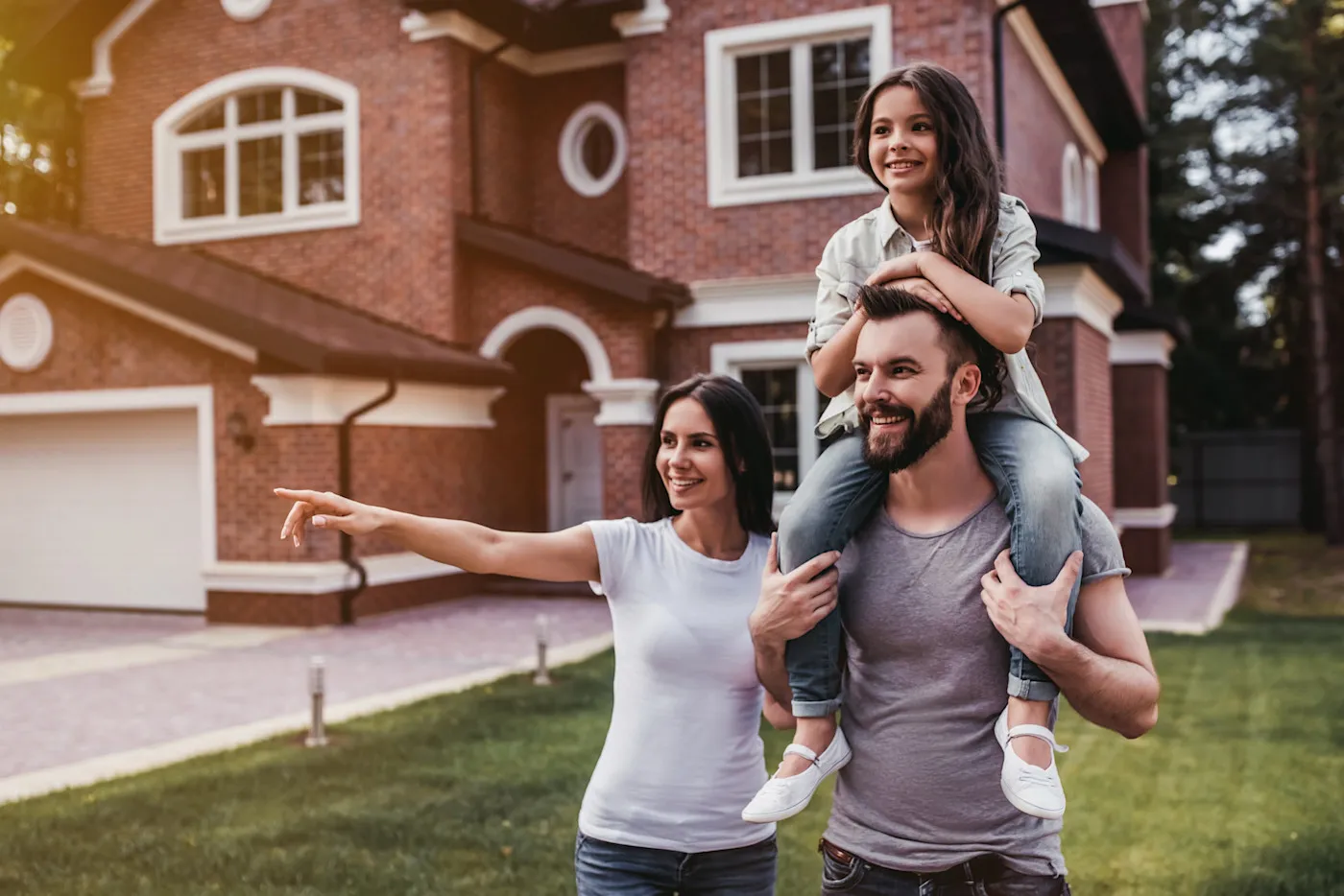 family looking into the distance and thinking about unison's equity sharing home loan.