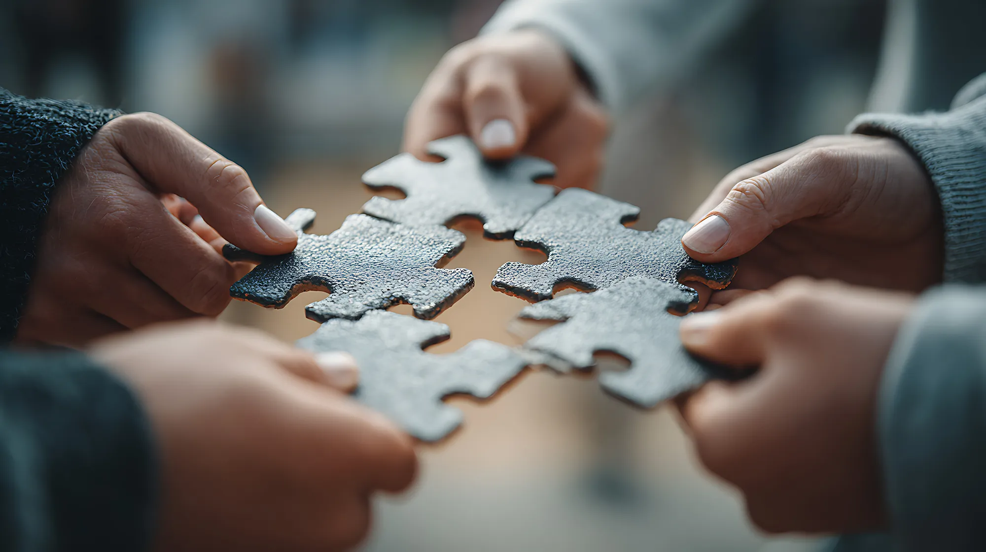 people putting puzzle pieces together