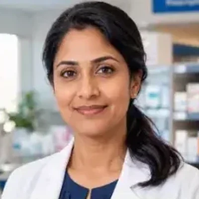 Dr. Sarah Patel, hospital pharmacist persona