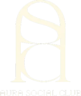 Stylized letter A logo with the text Aura Social Club underneath.