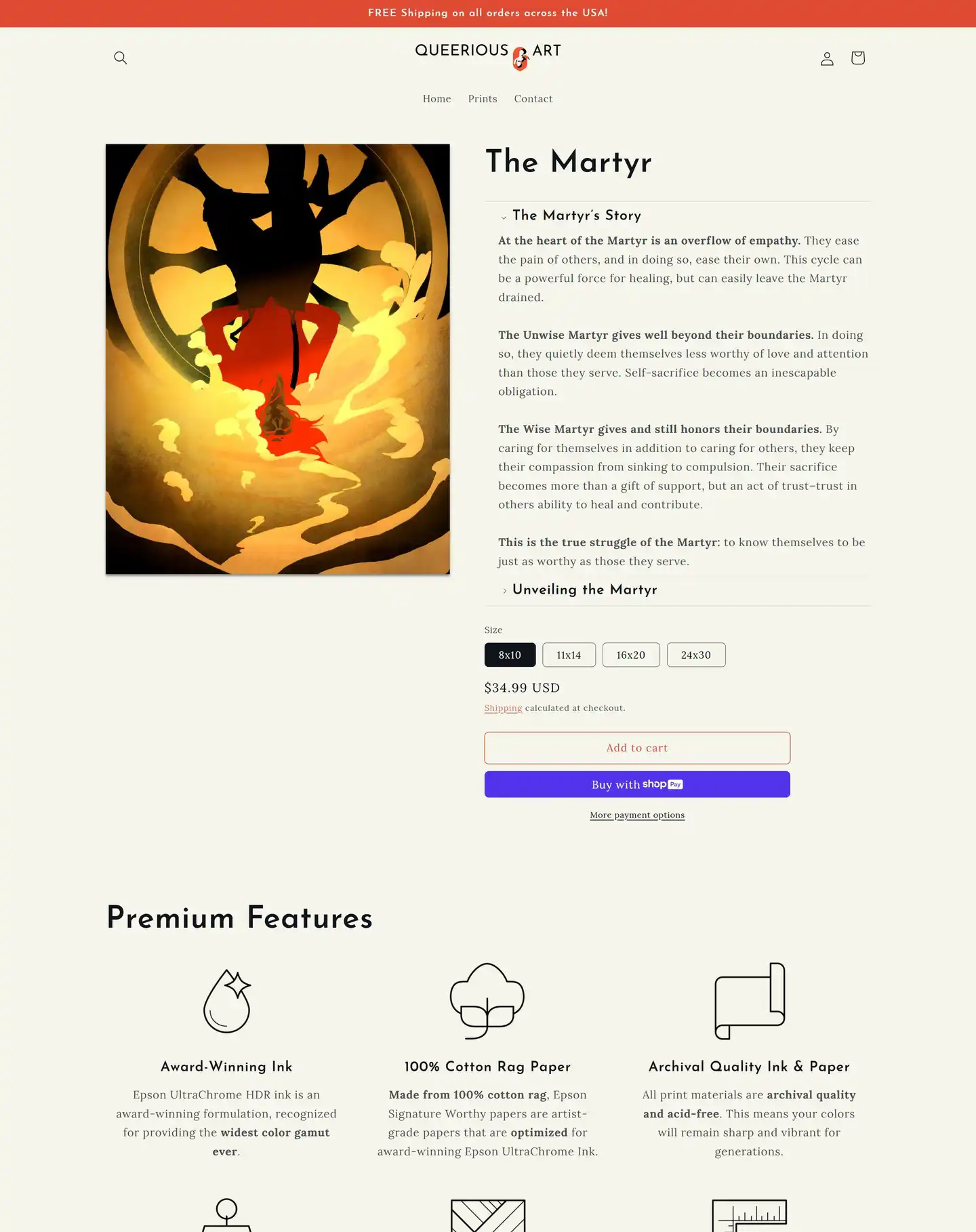 Product detail page for the illustrator's artworks.