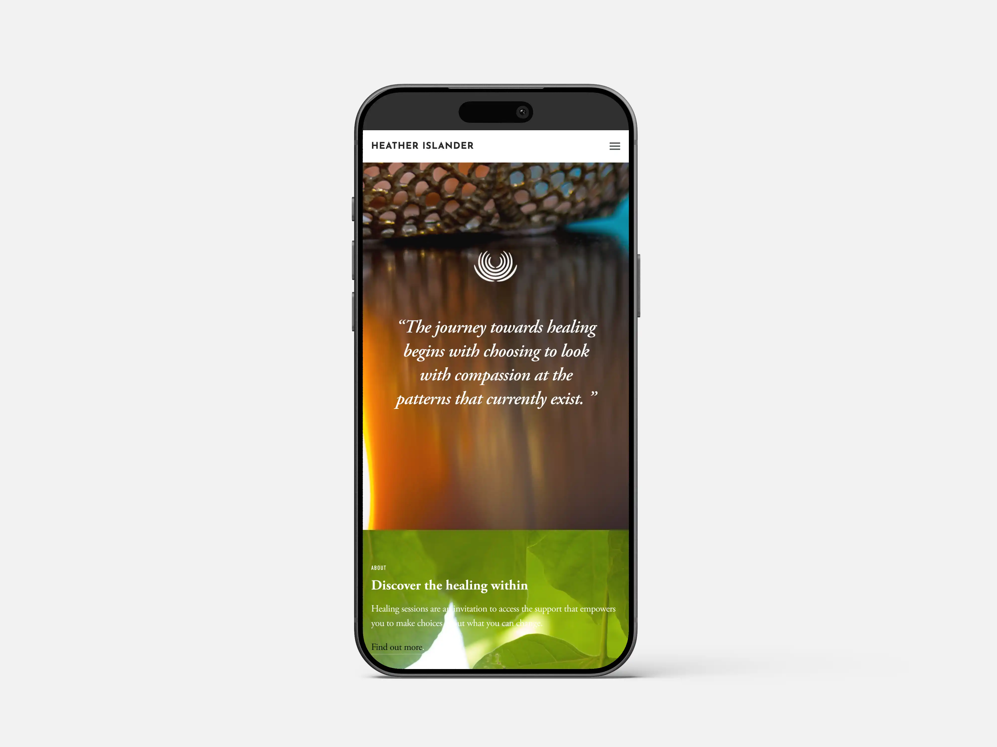 Mobile mockup for heatherislander.com