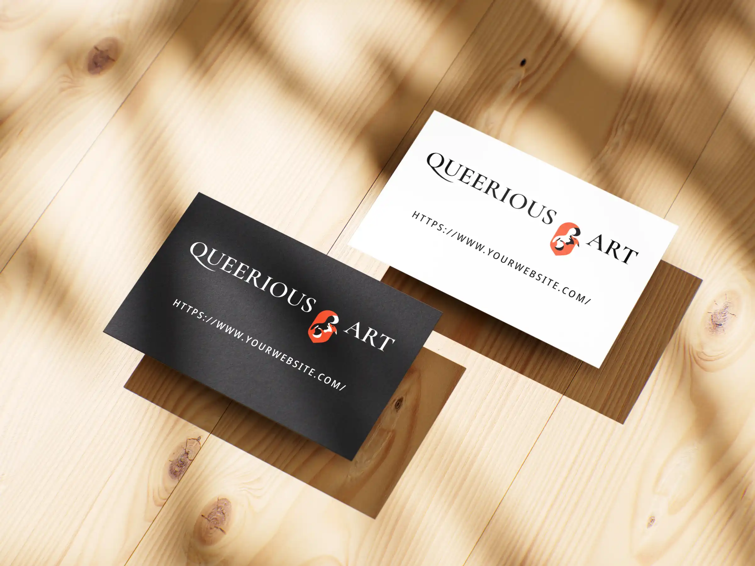 Business cards and logo for Queerious Art