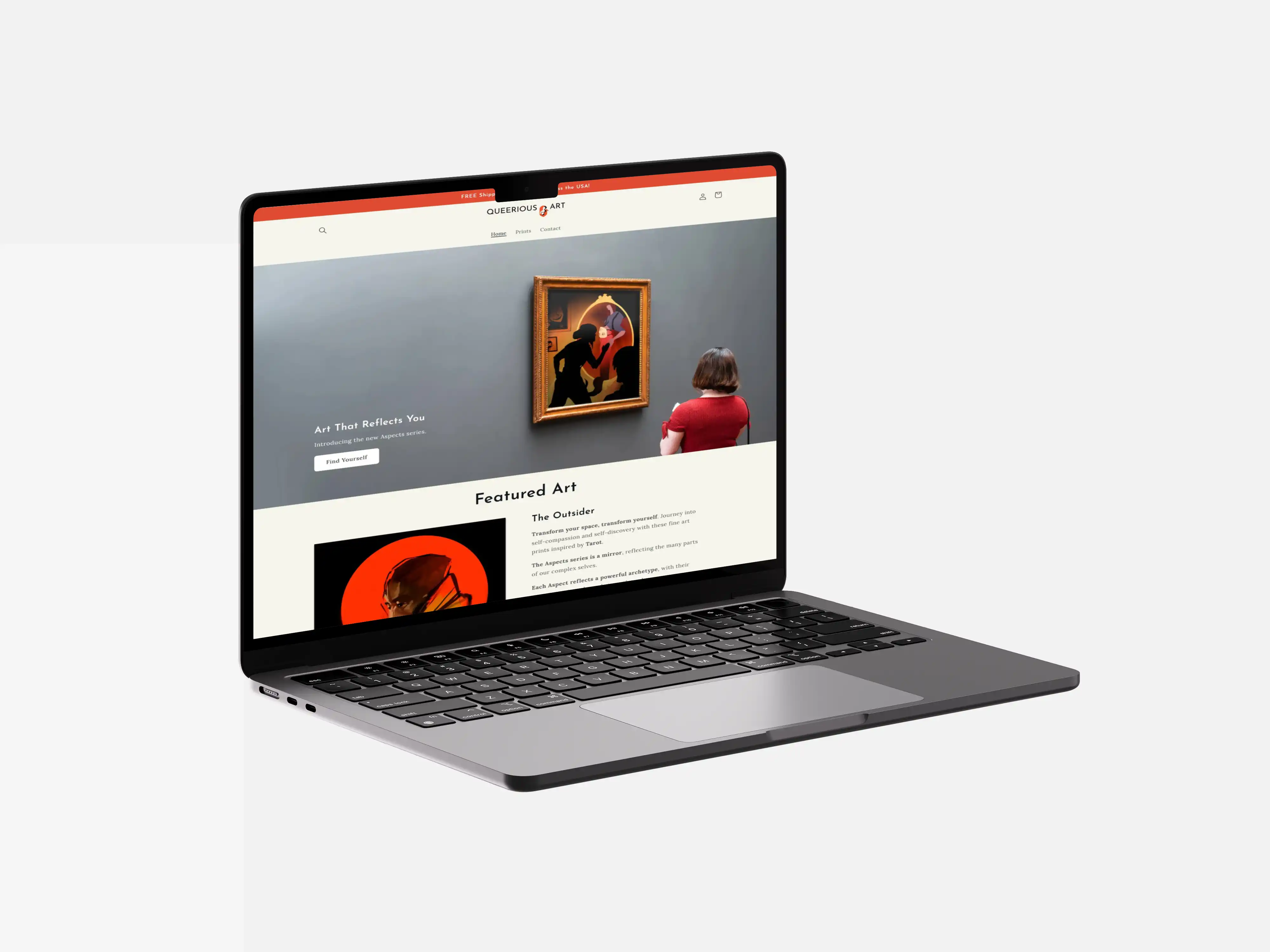 Desktop view of website for Queerious Art