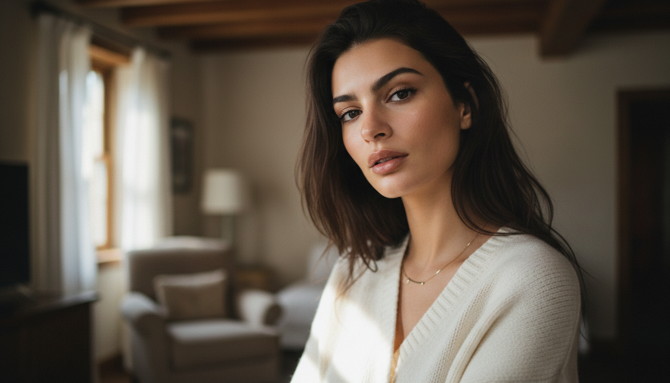 Emily Ratajkowski at Loewe Fall/Winter 2026-2027: The New Grammar of the Knotted Cardigan
